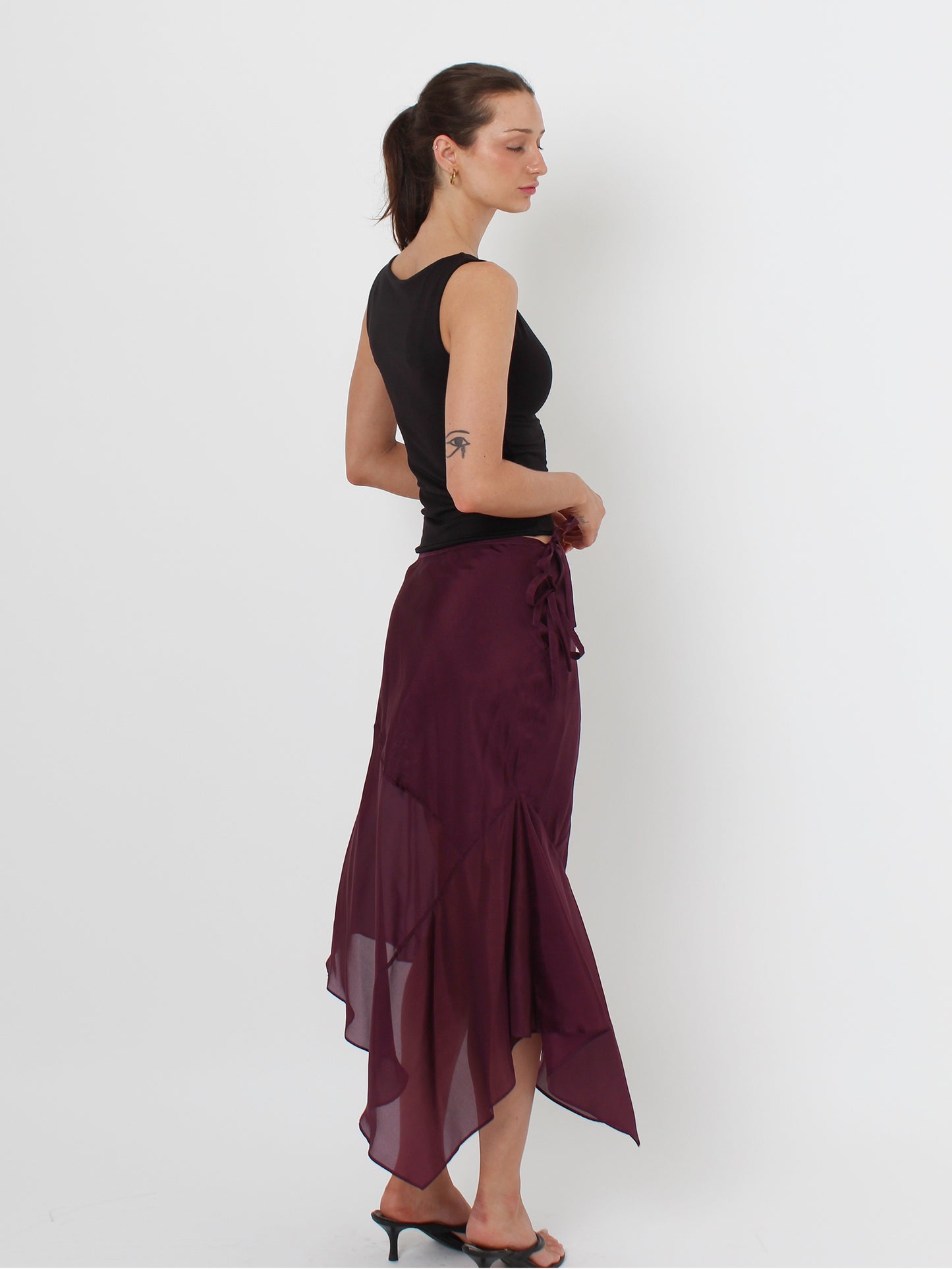 Silk Cascade Skirt - Blackberry