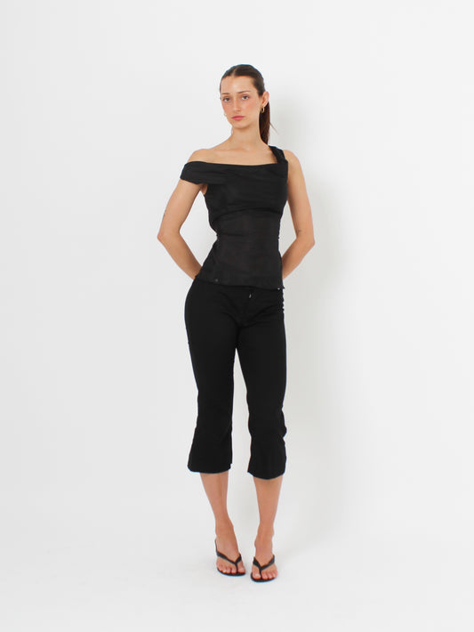 Silk Cowl Top - Black