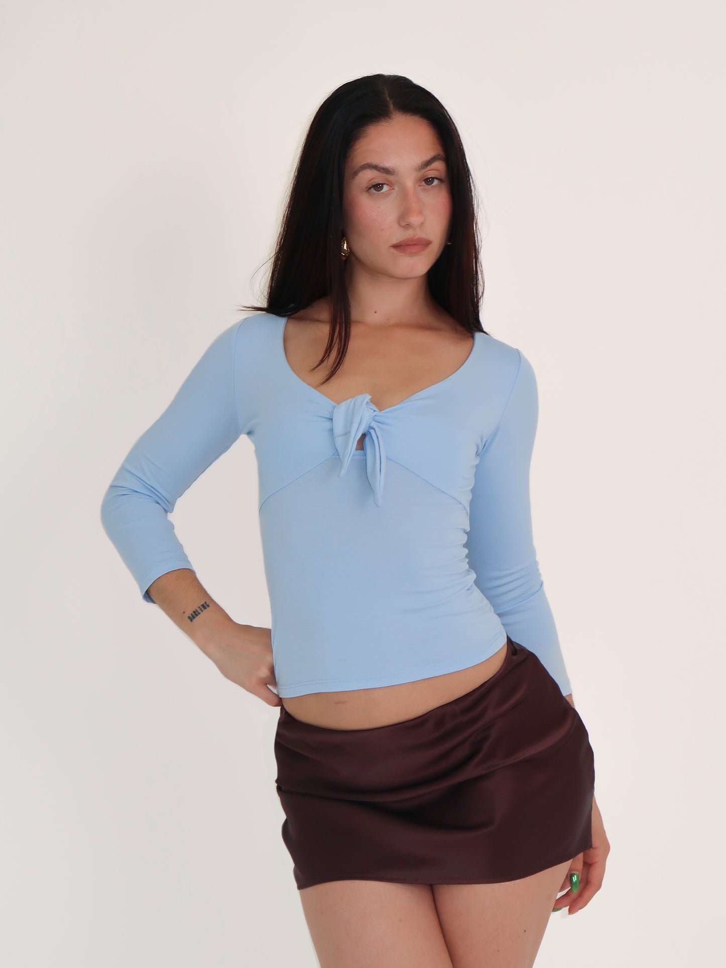 Silk Mini Slip Skirt - Chocolate