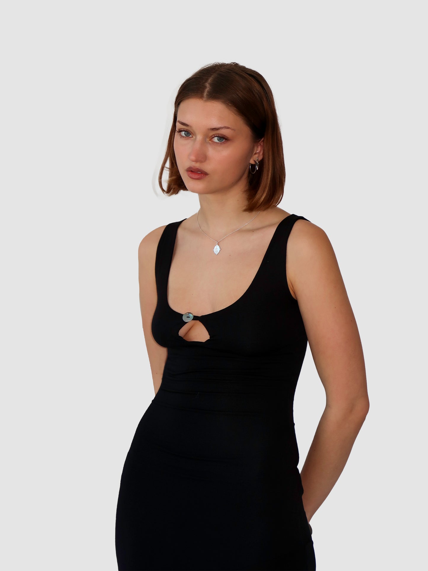 Key Hole Asymmetric Dress - Black