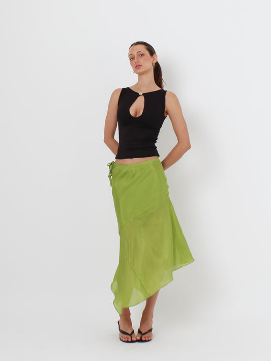 Silk Cascade Skirt - Cactus