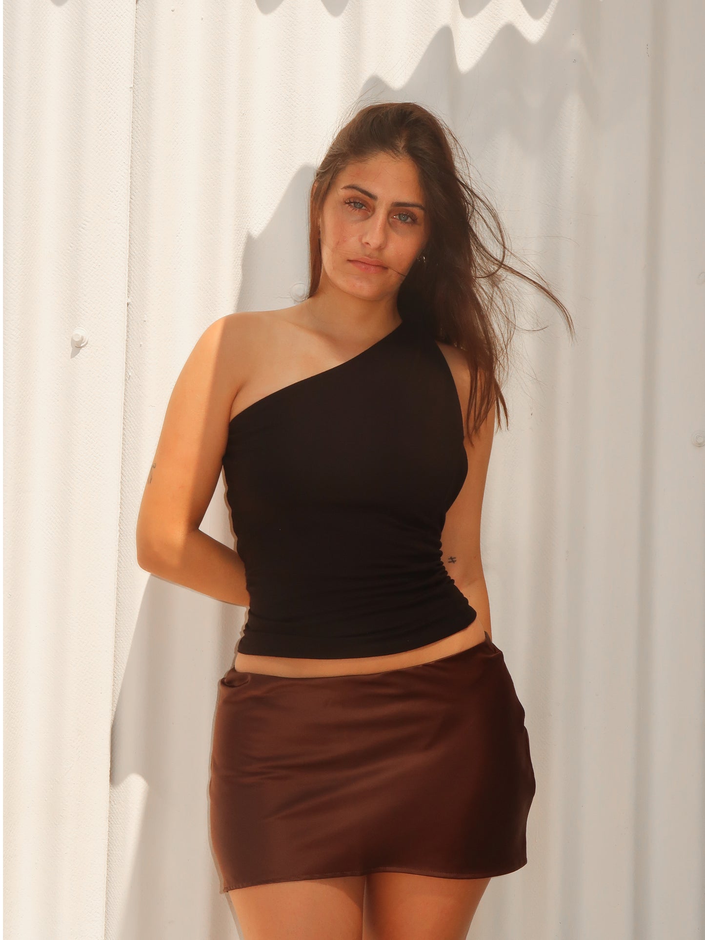 Silk Mini Slip Skirt - Chocolate