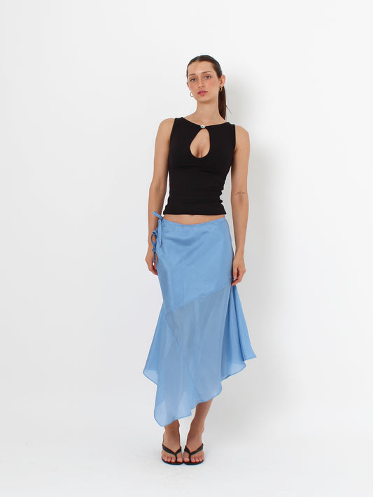 Silk Cascade Skirt - Periwinkle