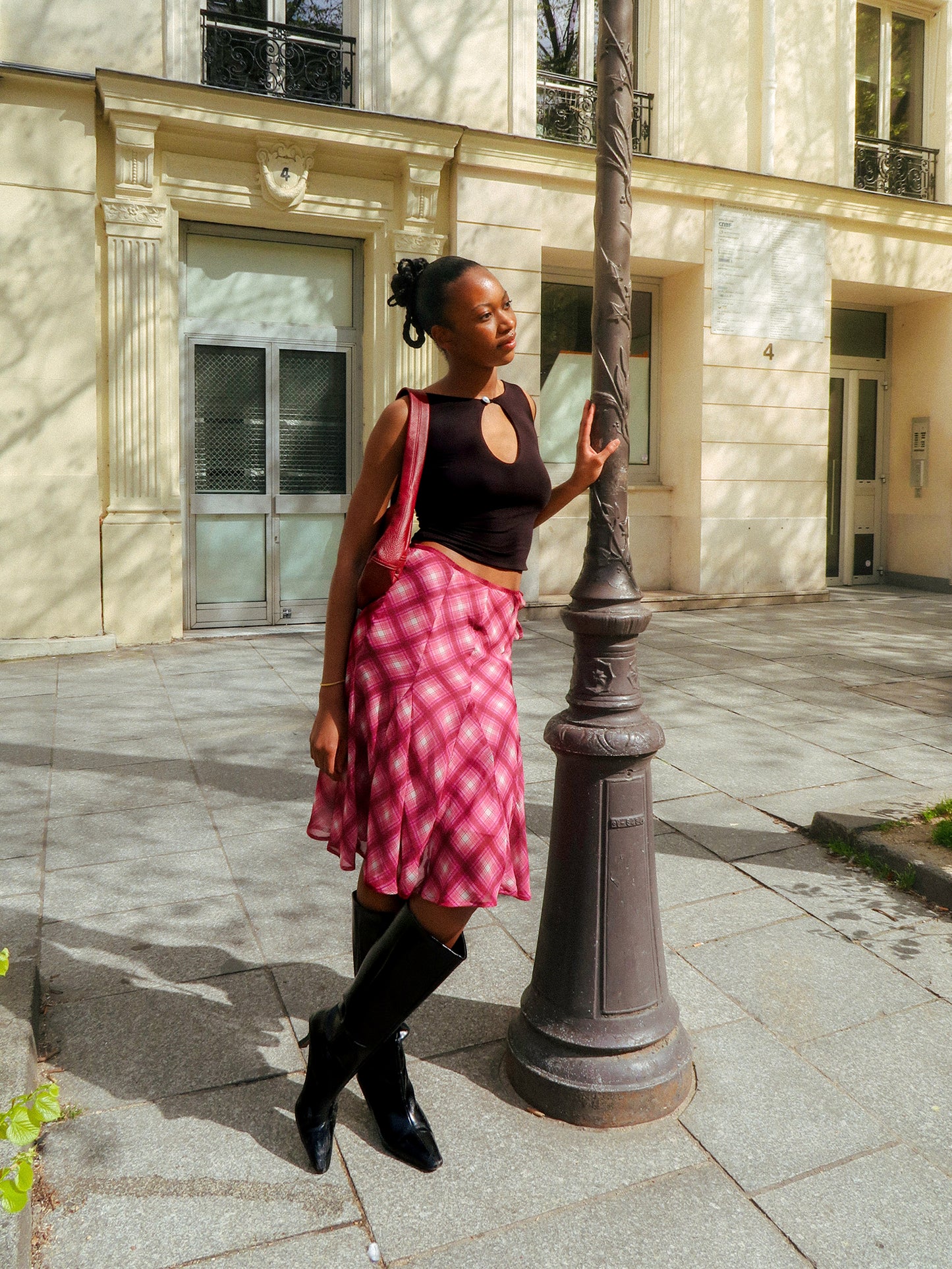 Godet Skirt - Rosewood Plaid