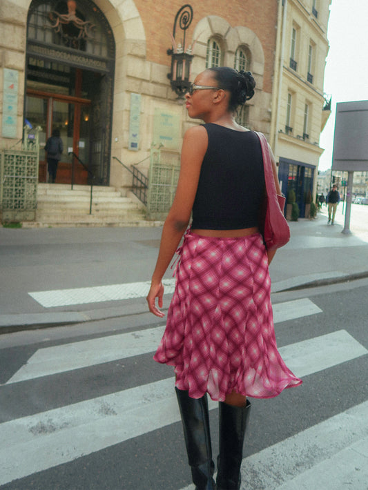 Godet Skirt - Rosewood Plaid