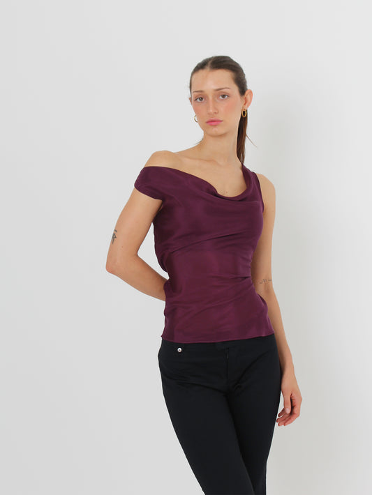 Silk Cowl Top - Blackberry