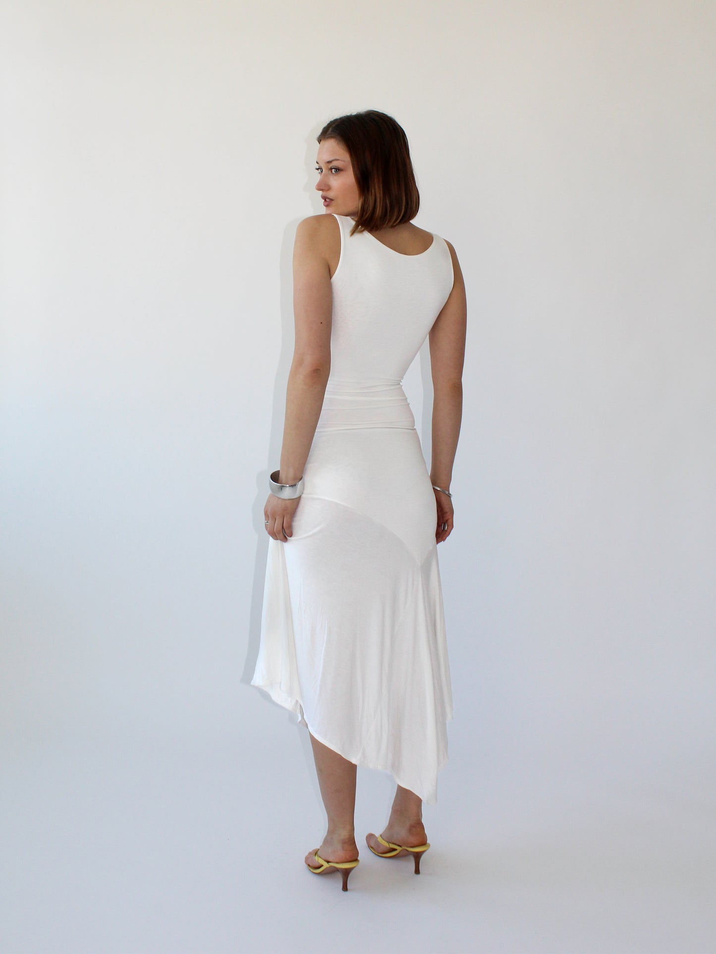 Key Hole Asymmetric Dress - Ivory