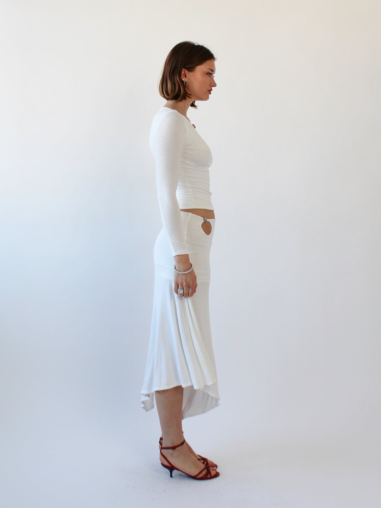 Key Hole Asymmetric Skirt - Ivory
