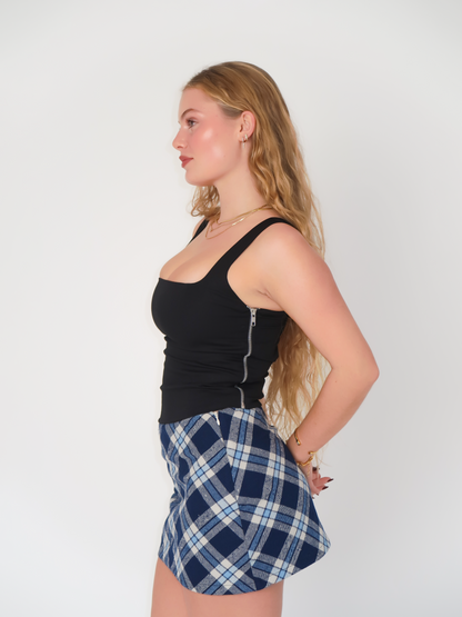 Blueberry Plaid Mini Skirt