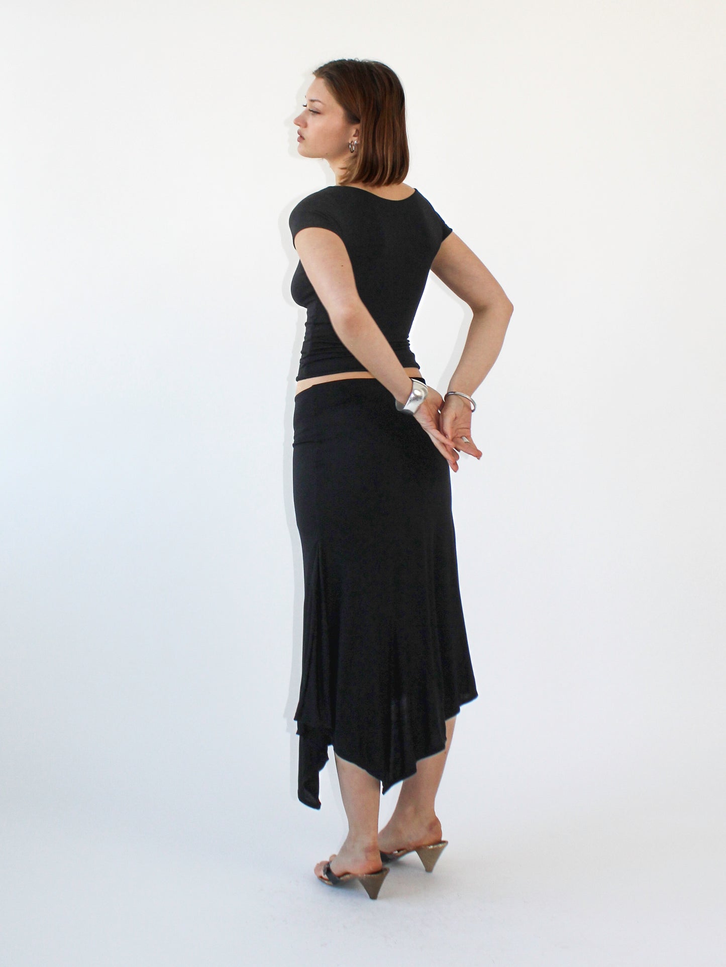 Key Hole Asymmetric Skirt - Black