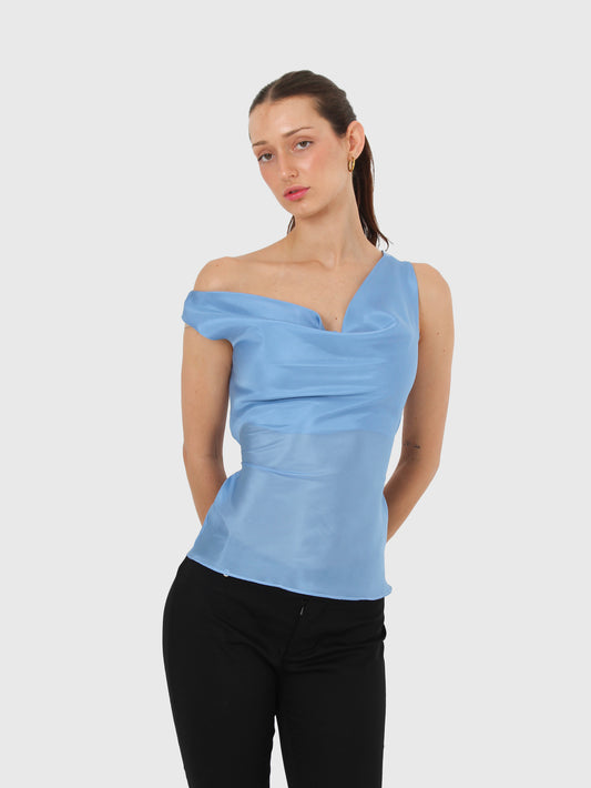 Silk Cowl Top - Periwinkle