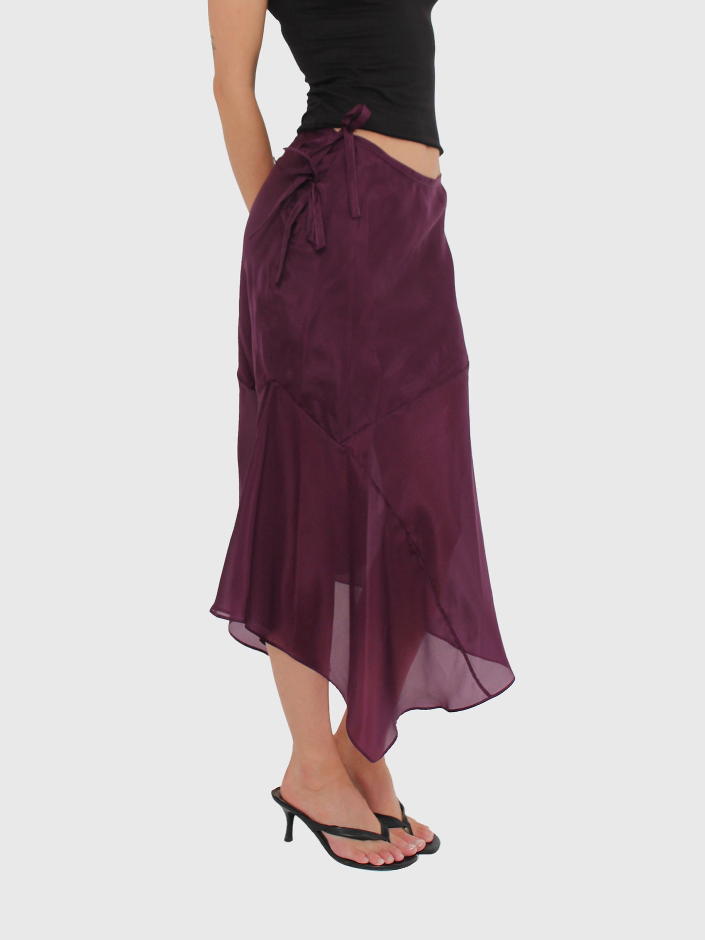 Silk Cascade Skirt - Blackberry