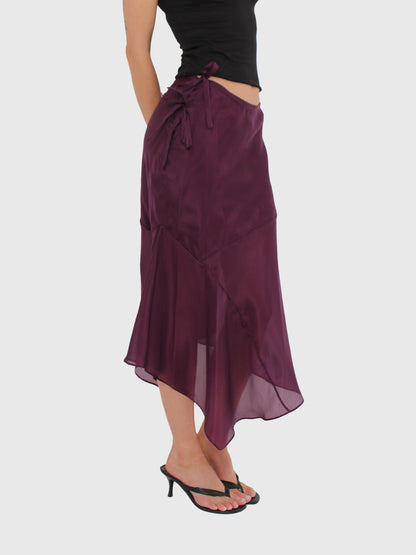 Silk Cascade Skirt - Blackberry