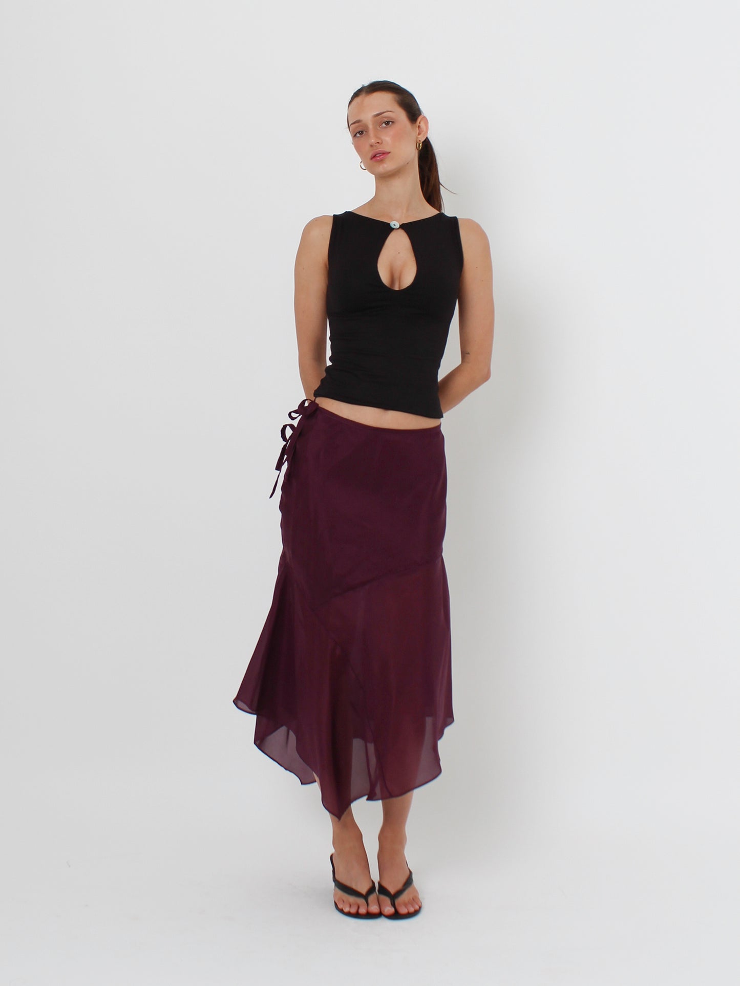 Silk Cascade Skirt - Blackberry
