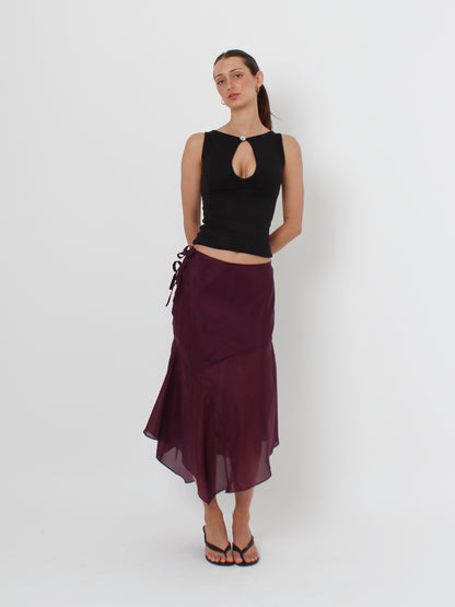 Silk Cascade Skirt - Blackberry