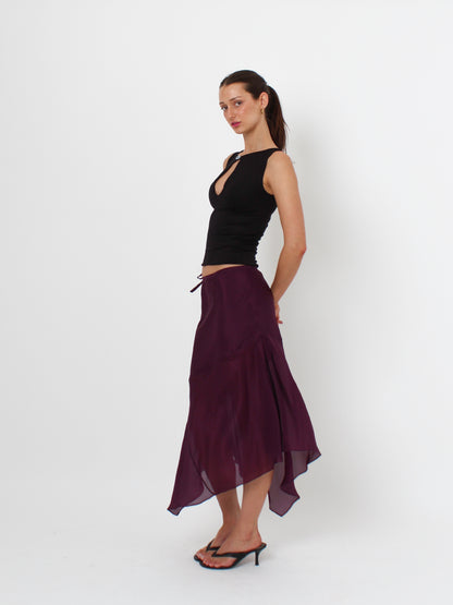 Silk Cascade Skirt - Blackberry