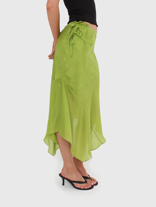 Silk Cascade Skirt - Cactus