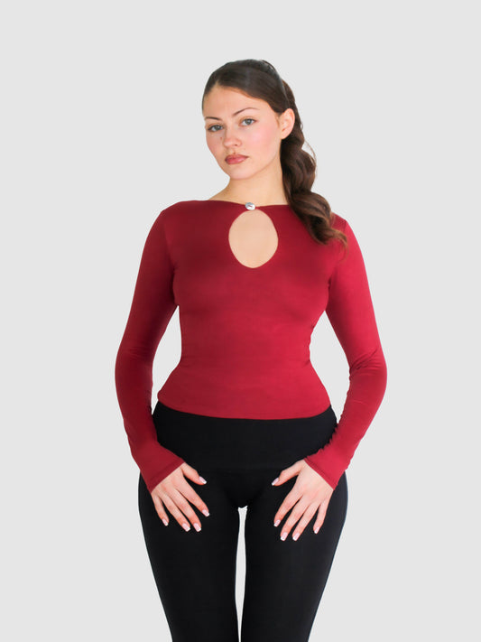 Key Hole Long Sleeve - Cranberry