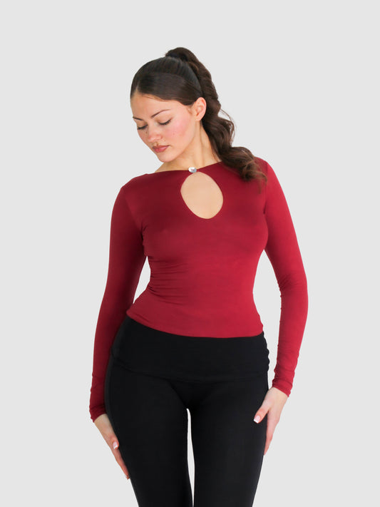 Key Hole Long Sleeve - Cranberry