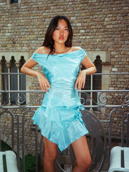 Silk Cowl Top - Aqua