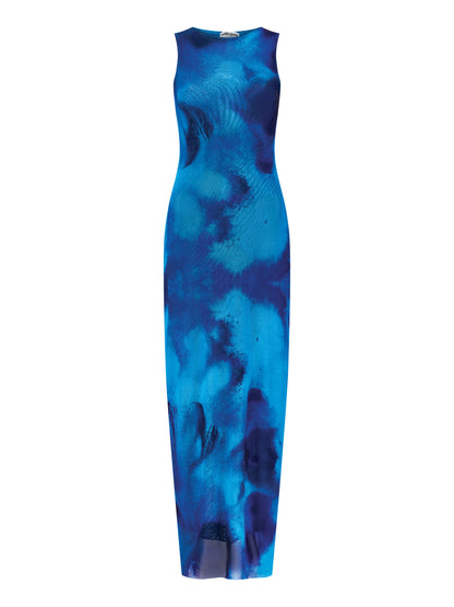 Blue Ink Maxi Dress