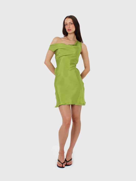 Silk Cowl Mini Dress - Cactus