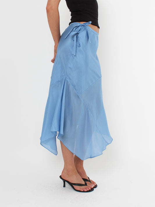 Silk Cascade Skirt - Periwinkle