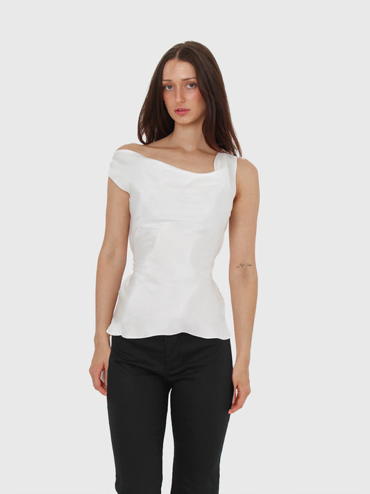 Silk Cowl Top - Porcelain