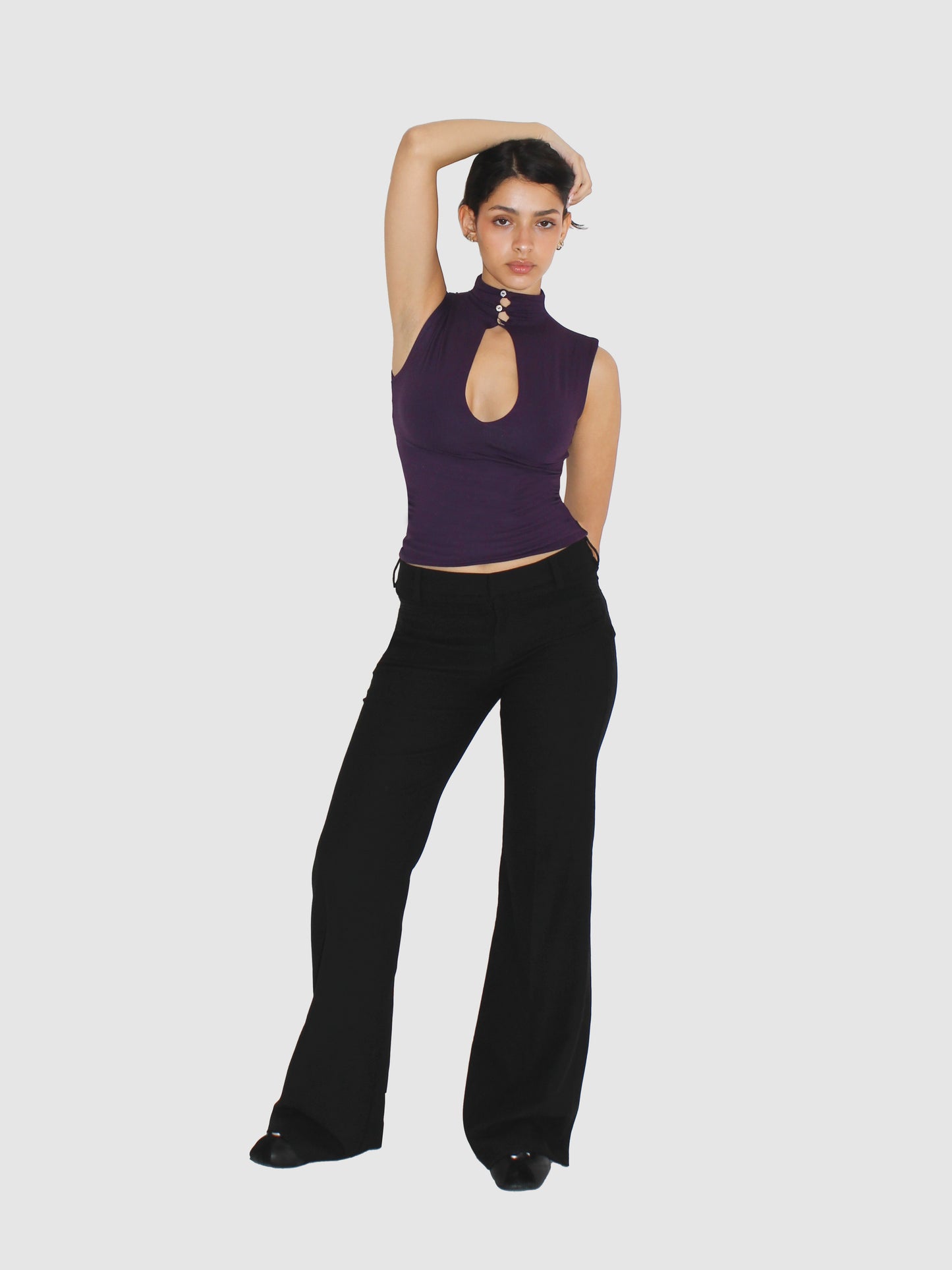 Key Hole High Neck Tank - Plum