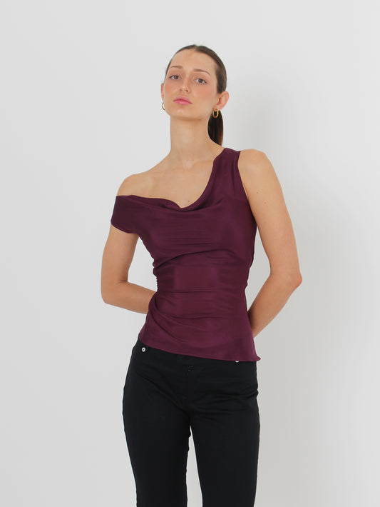 Silk Cowl Top - Blackberry