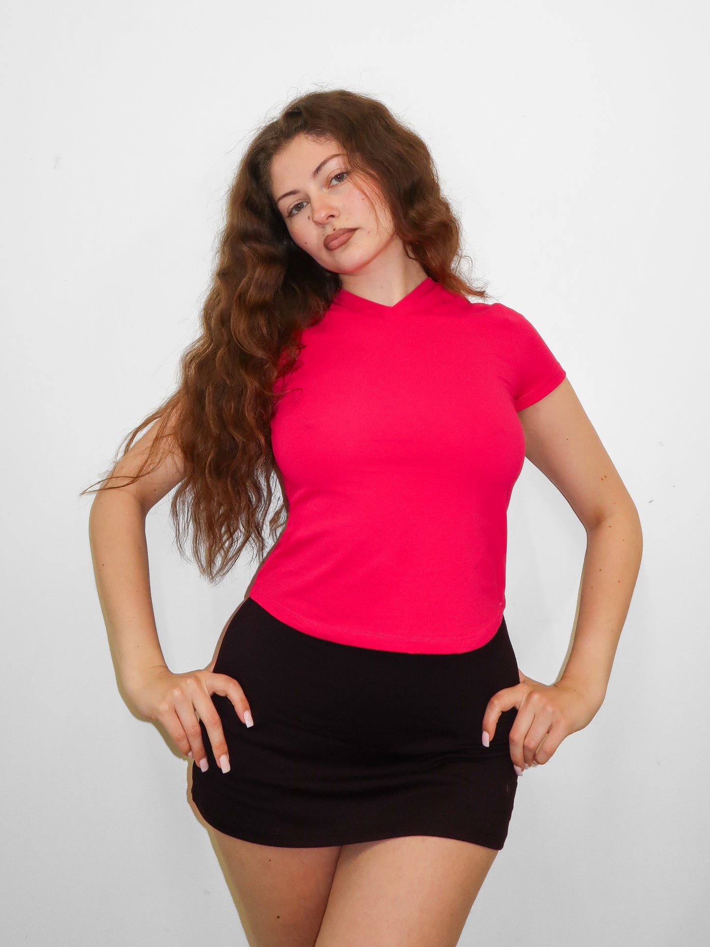 V-Neck Tee - Raspberry