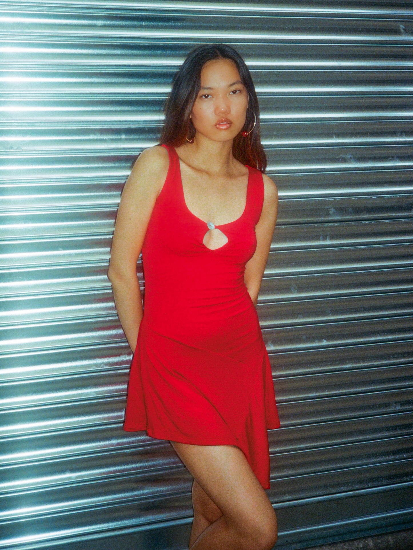 Mini Key Hole Dress - Cherry