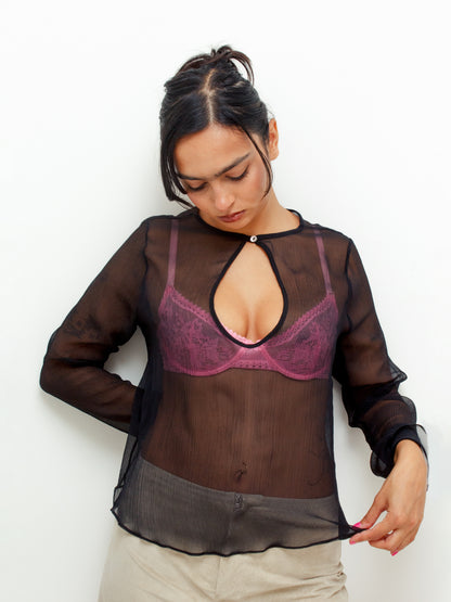 Key Hole Silk Chiffon Blouse