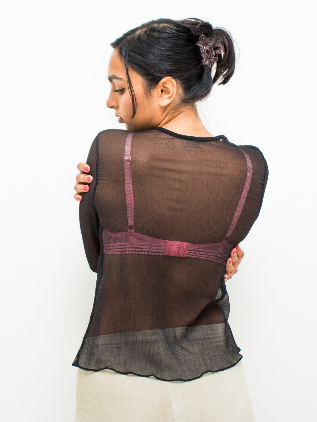 Key Hole Silk Chiffon Blouse