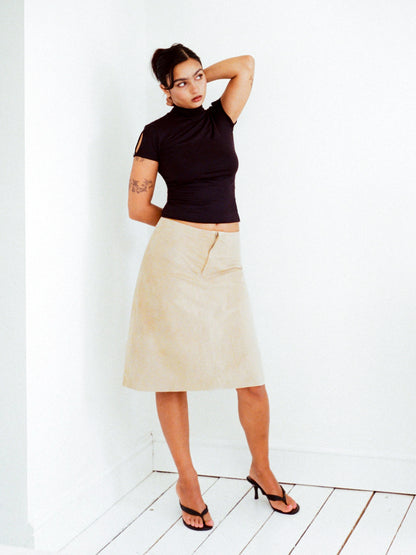 Suede Midi Skirt - Stone