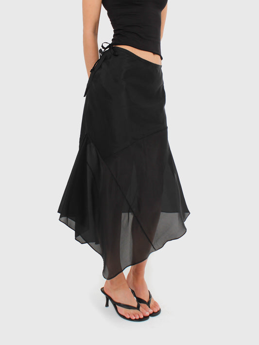 Silk Cascade Skirt - Black