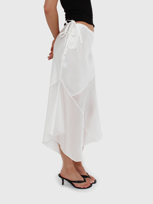 Silk Cascade Skirt - Porcelain