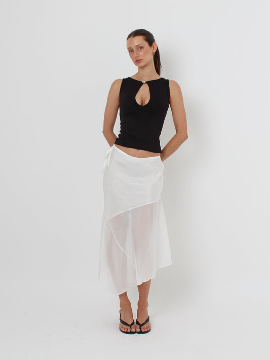 Silk Cascade Skirt - Porcelain