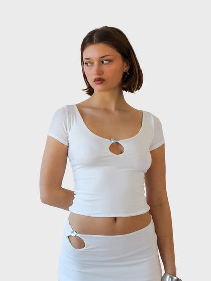 Key Hole Tee - Ivory