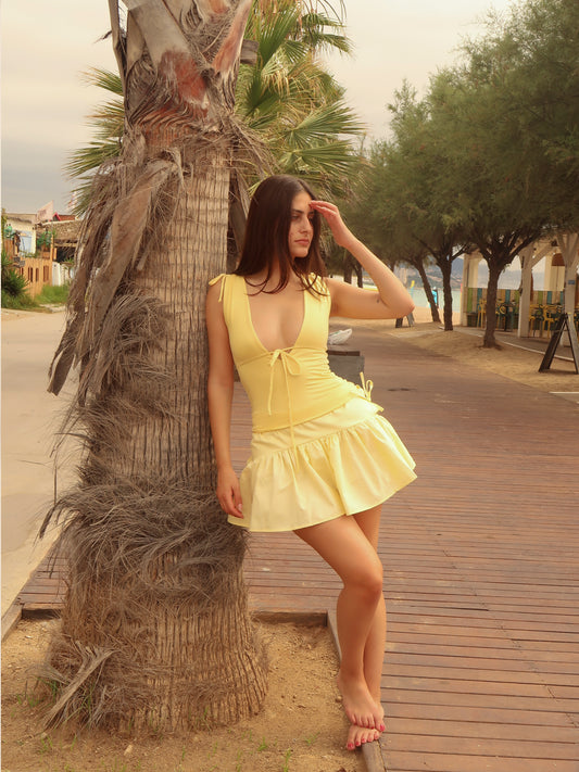 Butter Gathered Mini Skirt - XS