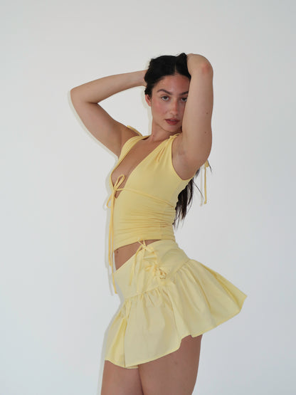 Butter Gathered Mini Skirt - XS