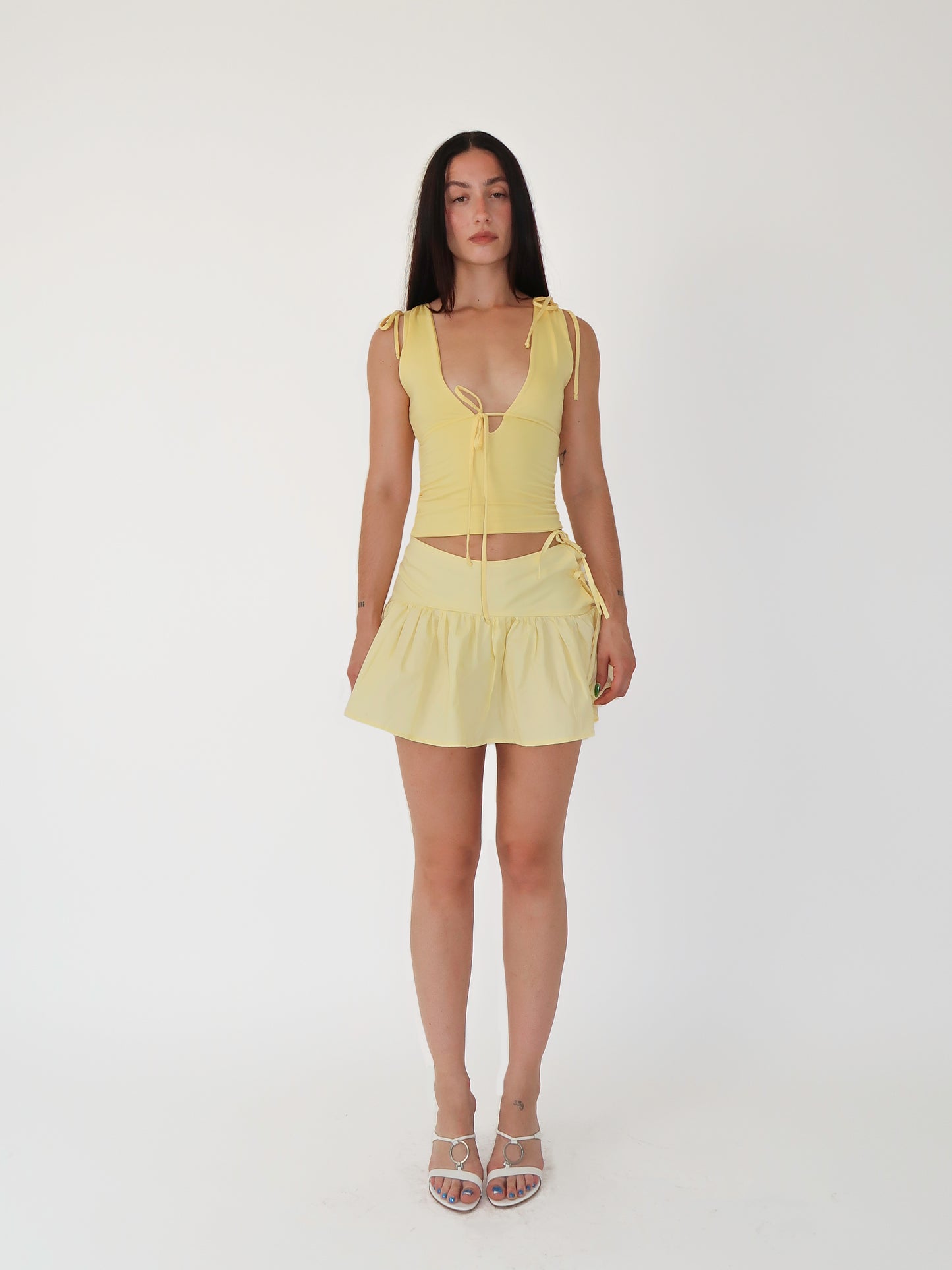 Butter Gathered Mini Skirt - XS