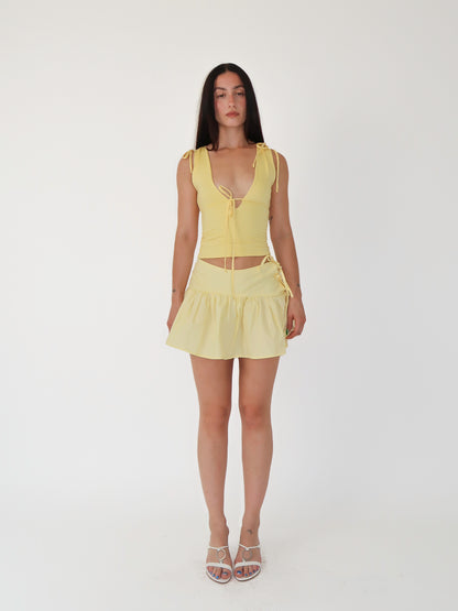 Butter Gathered Mini Skirt - XS