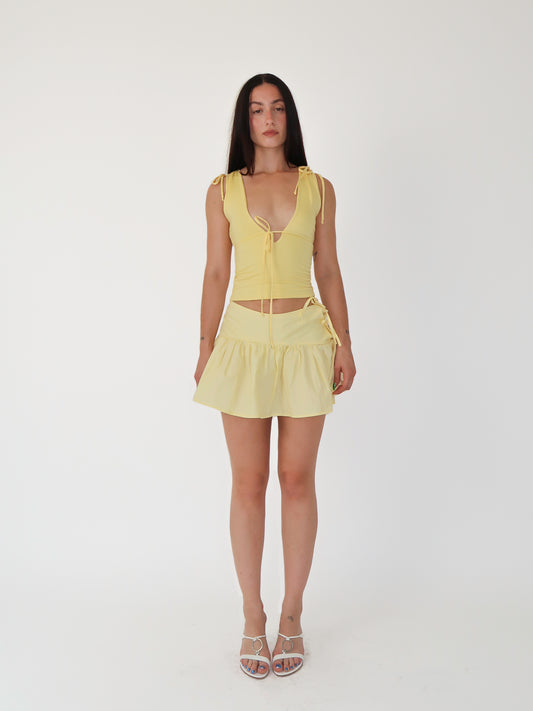 Butter Gathered Mini Skirt - XS