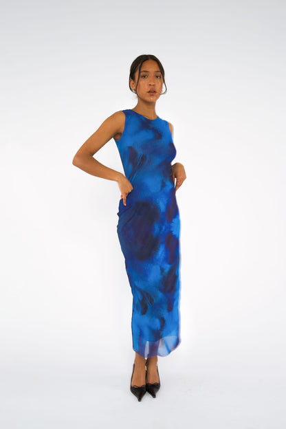 Blue Ink Maxi Dress