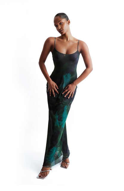 Green Paint Maxi Dress